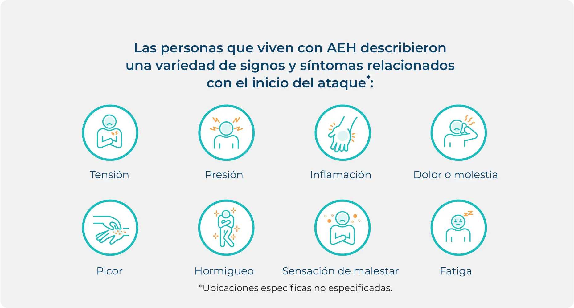 Infografía sobre cómo describen las personas con AEH la sensación de inicio del ataque.